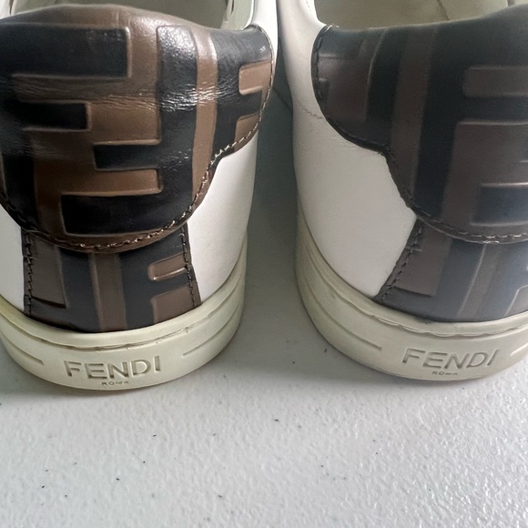 Fendi Roma White & Brown Buckle Sneakers - Picture 10 of 17